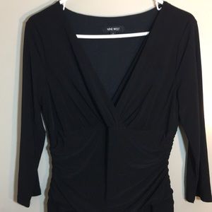 Nine West black 3/4 sleeve midi Jersey dress NWOT
